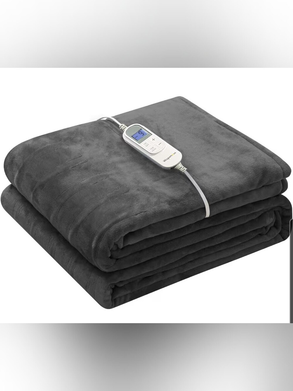 Plush Electric Heated Throw Blanket in Charcoal Gray Full Size 72x84